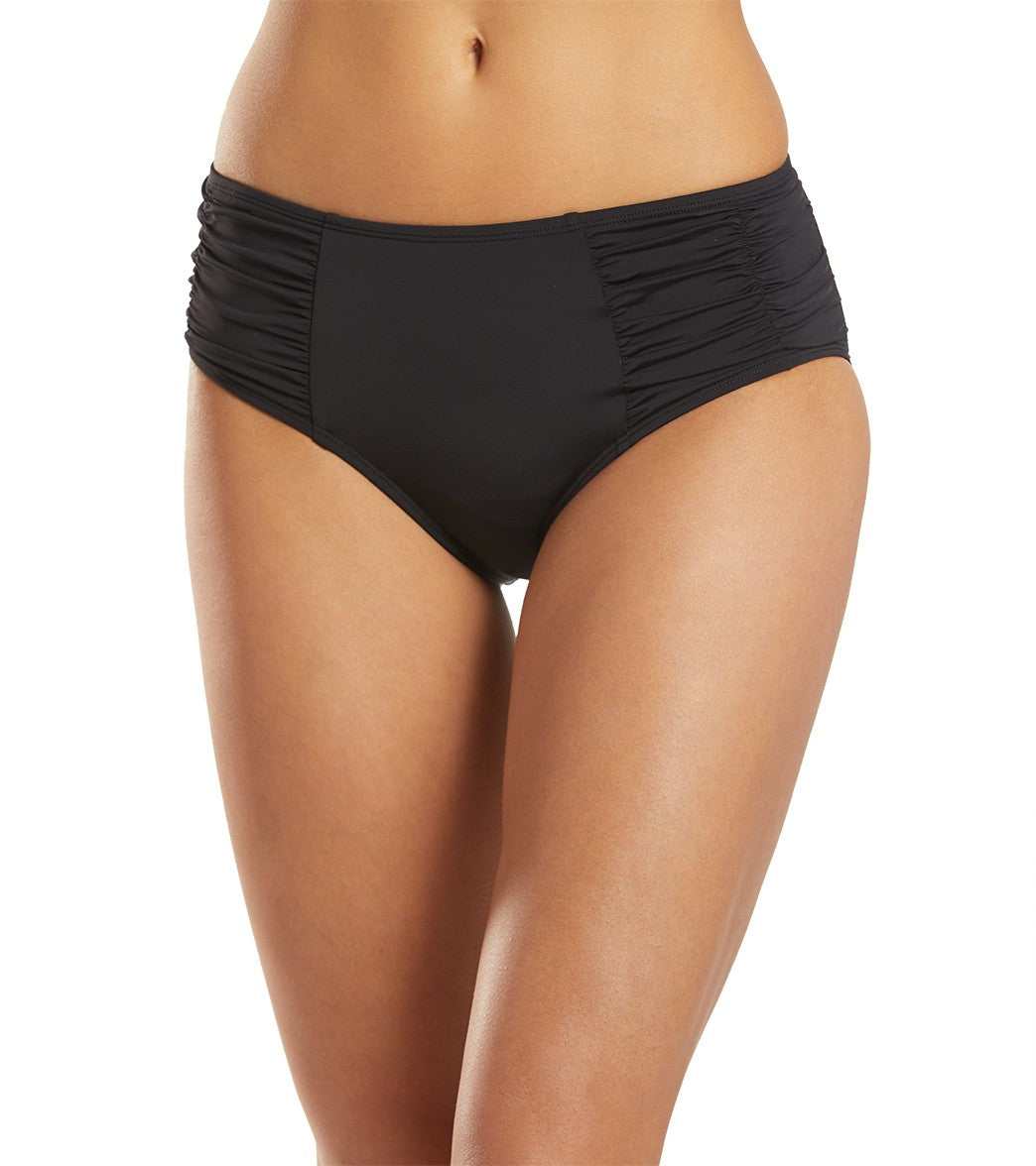 Skye Solid Alessia High Waisted Bikini Bottom - Black X-Small - Swimoutlet.com