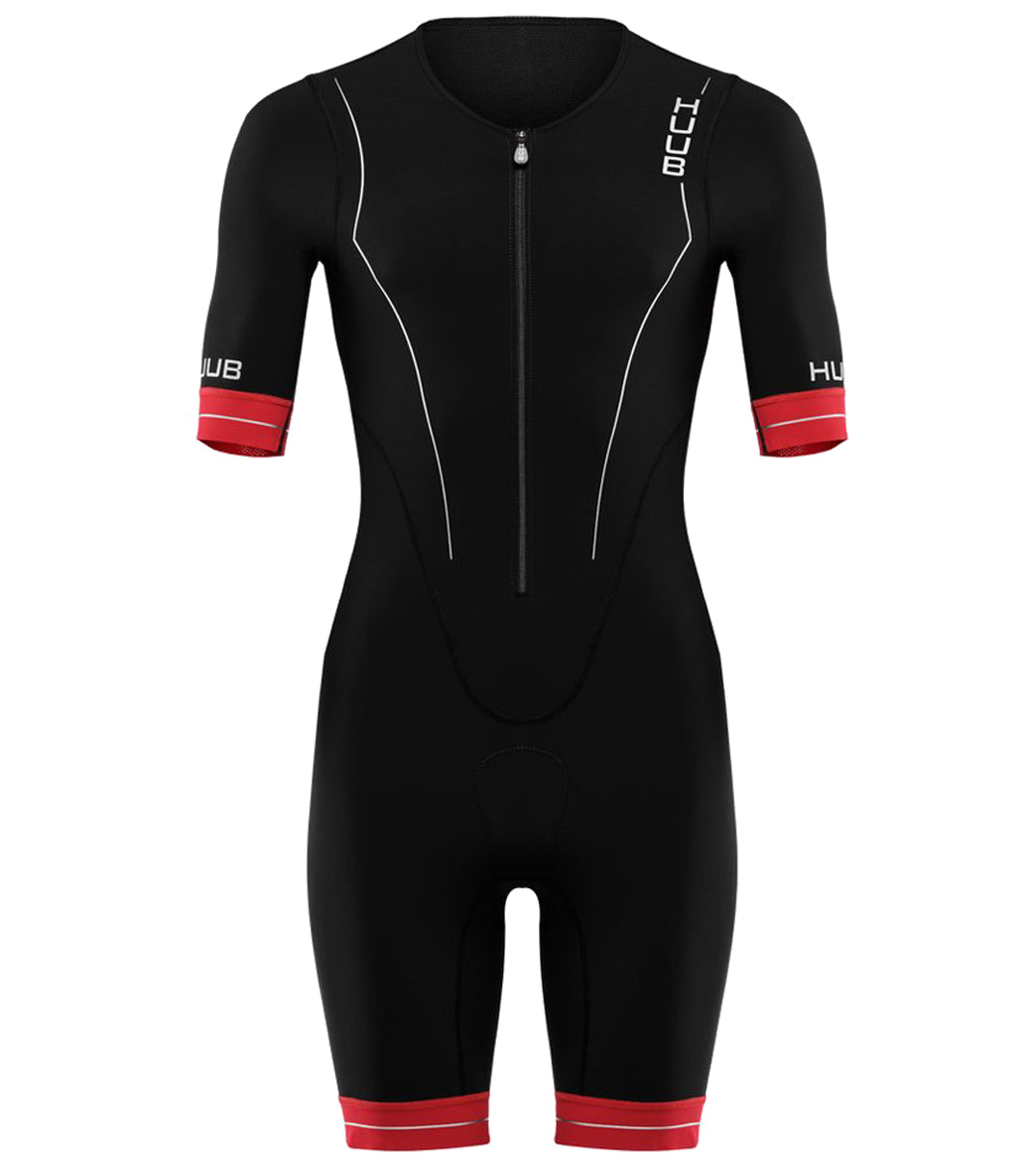Huub Men's Race Long Course Tri Suit - Black/Red Small Size Small Elastane/Polyamide - Swimoutlet.com