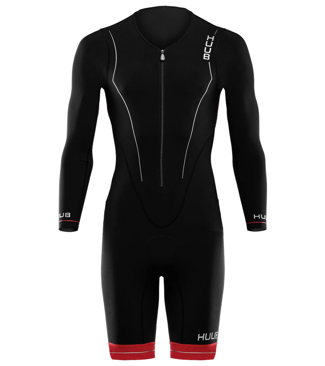 Huub Men's Race Full Sleeve Tri Suit - Black/Red Small Size Small Elastane/Polyamide - Swimoutlet.com