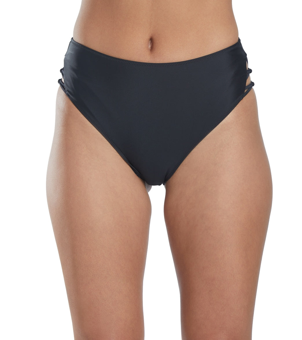 Volcom Simply Solid Retro High Waist Bikini Bottom - Black 16W - Swimoutlet.com