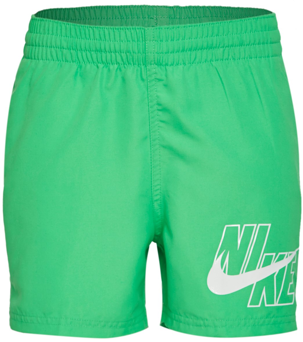 Nike Boys' Logo Solid 4 Volley Short Big Kid - Green Spark Medium 12/14 Polyester - Swimoutlet.com