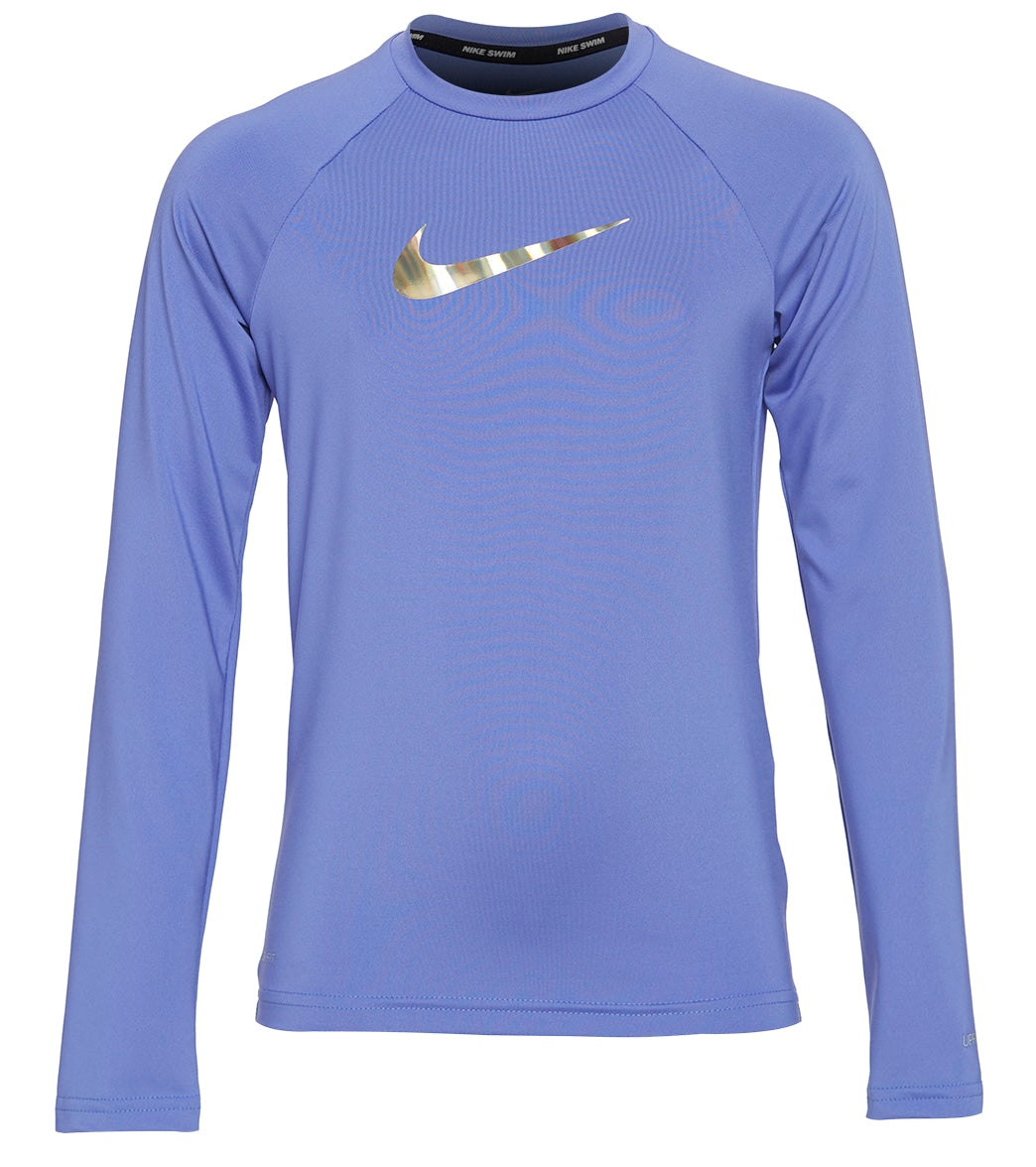 Nike Girls' Iridescent Swoosh Long Sleeve Hydroguard Big Kid - Sapphire Xl 14 Polyester - Swimoutlet.com
