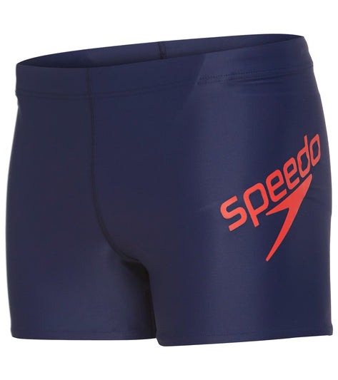 Speedo Mens Logo Square Leg Swimsuit Speedo Navy At 9315