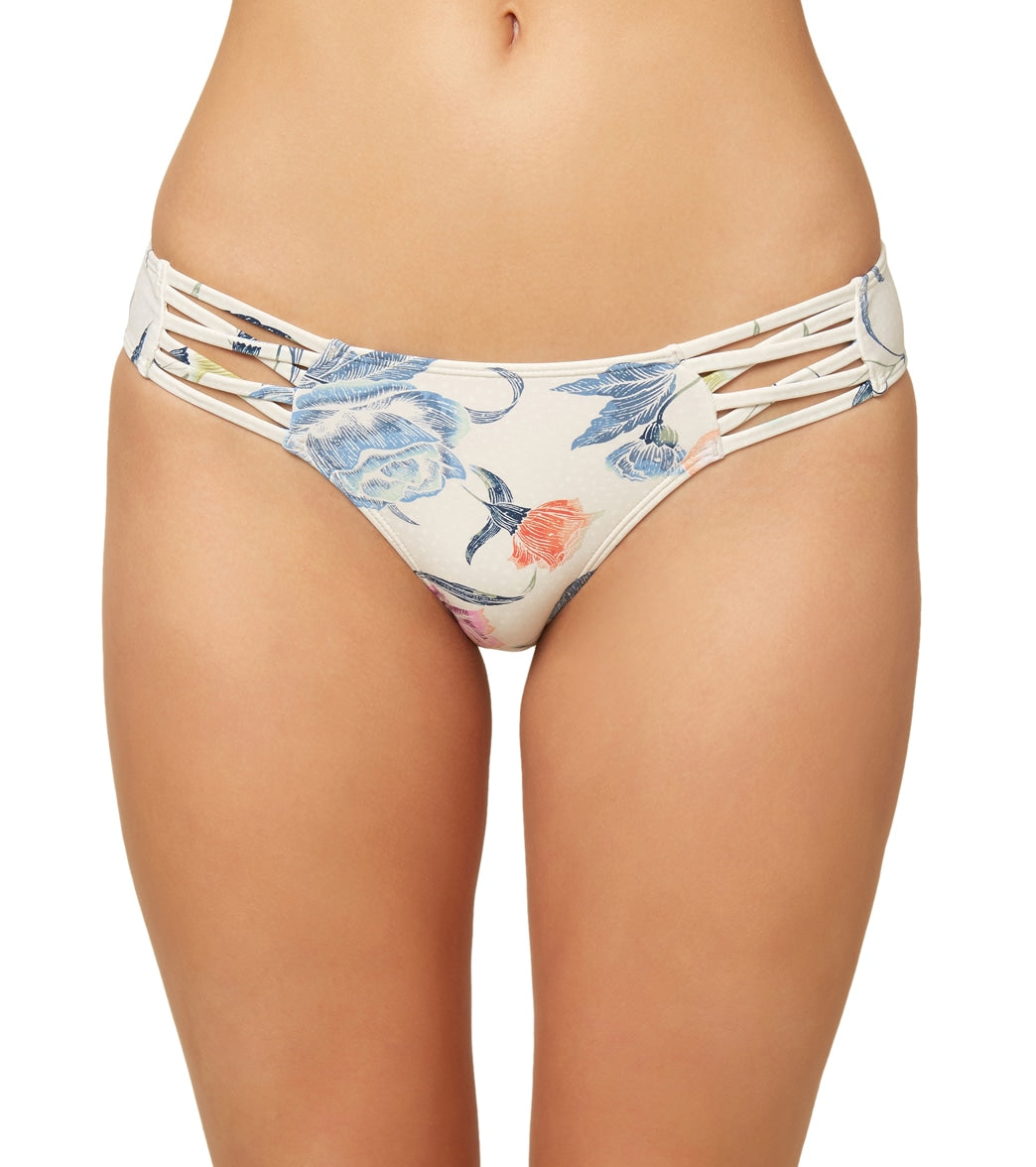 O'neill Batik Floral Strappy Active Bikini Bottom - Vanilla Xl - Swimoutlet.com