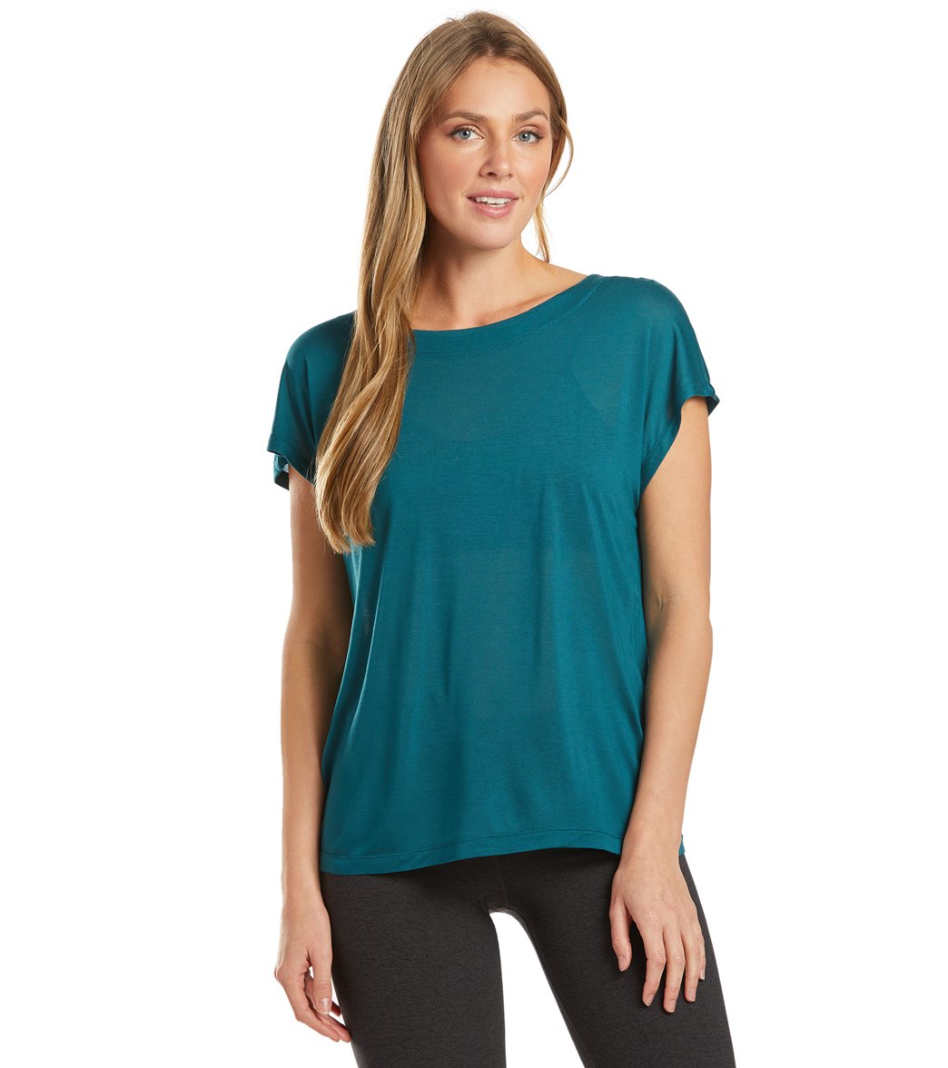 Mpg Women's Hudson Short Sleeve Top - Jade Medium Size Medium - Swimoutlet.com