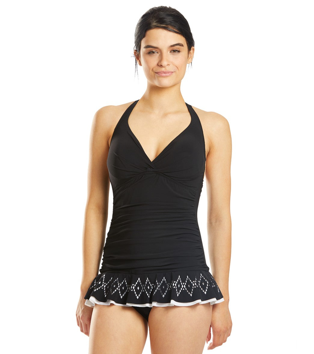 Profile Pretty Wild Black G-Cup Shirred Underwire Tankini Top, Tankini Top