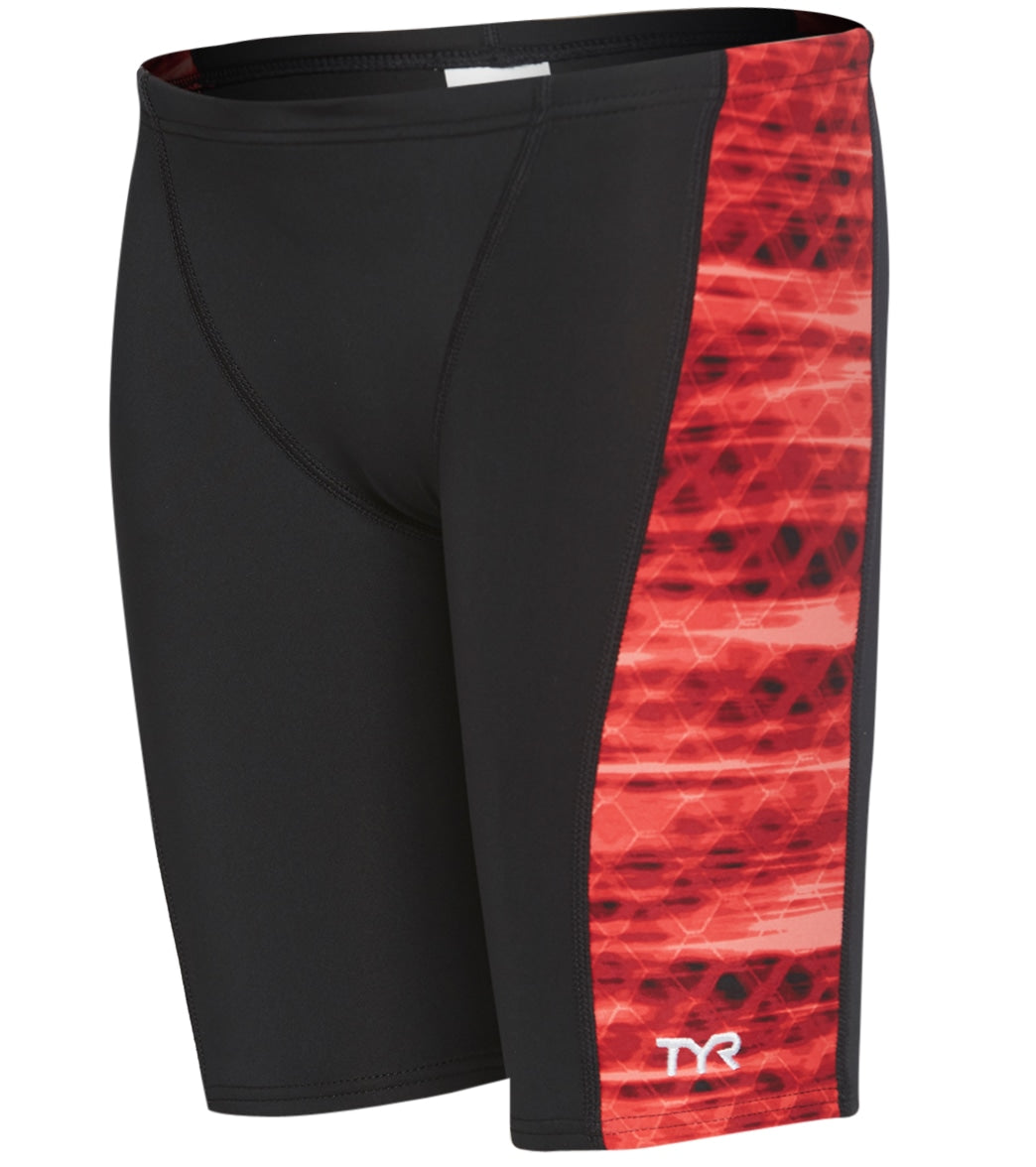 TYR Boys' Castaway Hero Jammer Swimsuit - Red 24 - Swimoutlet.com