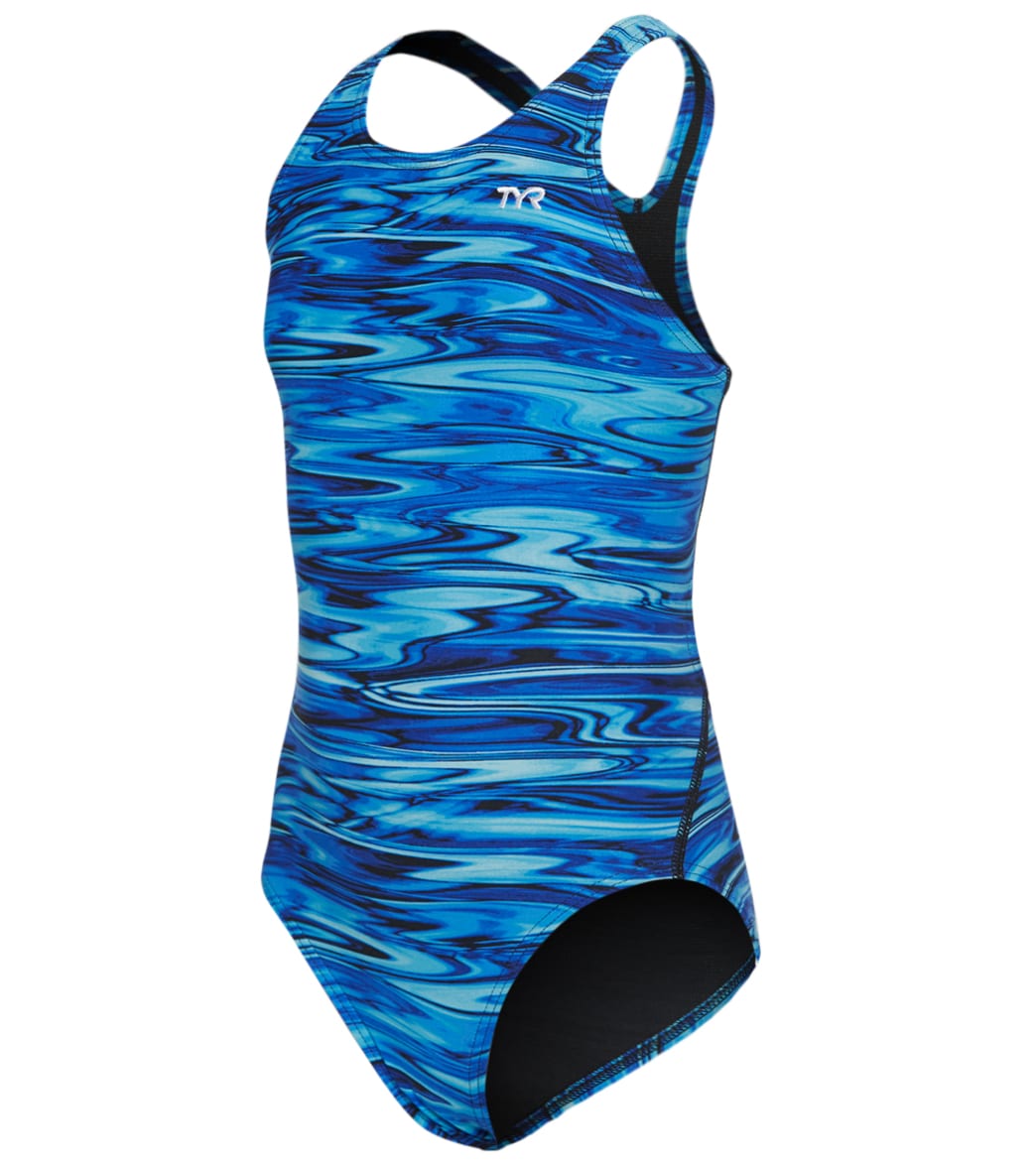 TYR Girls' Hydra Maxfit One Piece Swimsuit - Blue 24 - Swimoutlet.com