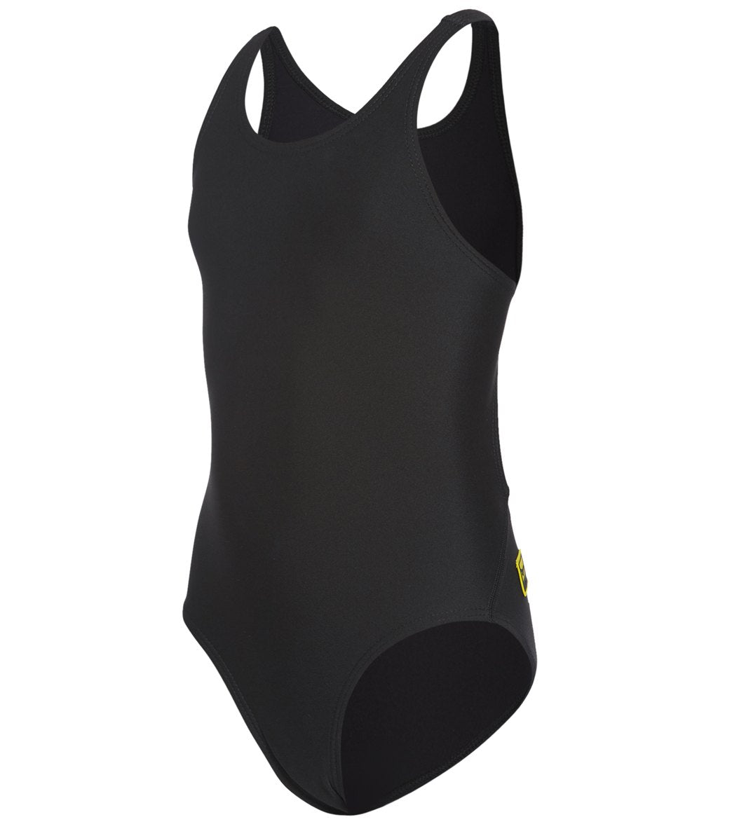 Finis Girls' Bladeback Solid One Piece Swimsuit - Black 20 - Swimoutlet.com