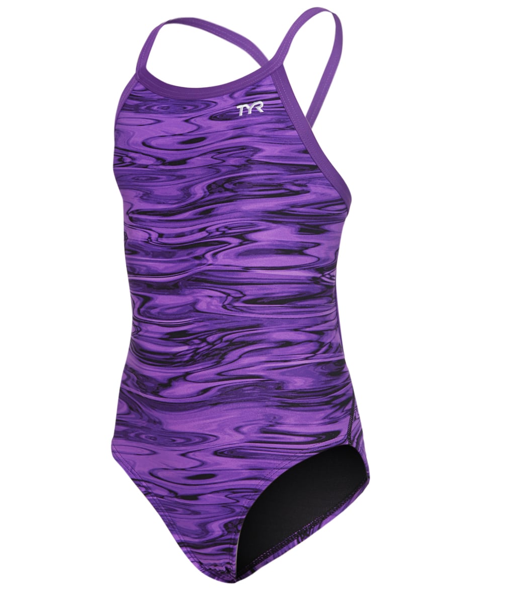 TYR Girls' Hydra Diamondfit One Piece Swimsuit - Purple 24 - Swimoutlet.com