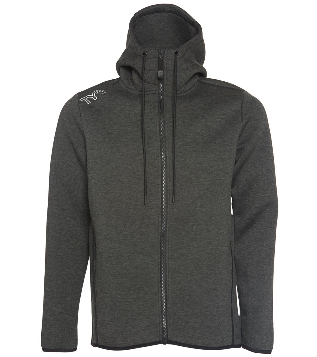 TYR Men's Elite Team Full Zip Hoodie - Heather Black Small Size Small - Swimoutlet.com