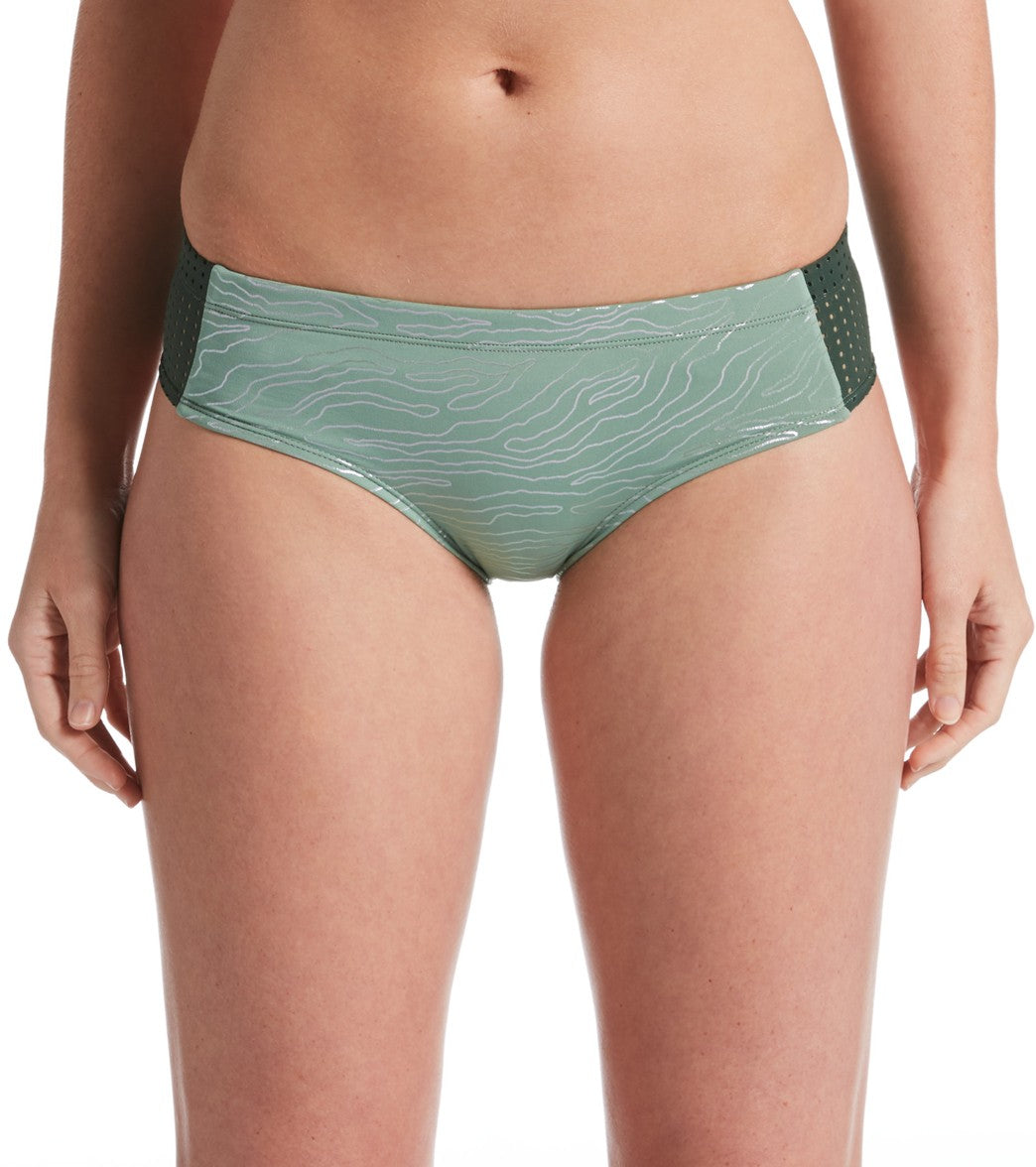 Nike Geo Onyx Hipster Bikini Bottom - Silver Pine Medium - Swimoutlet.com