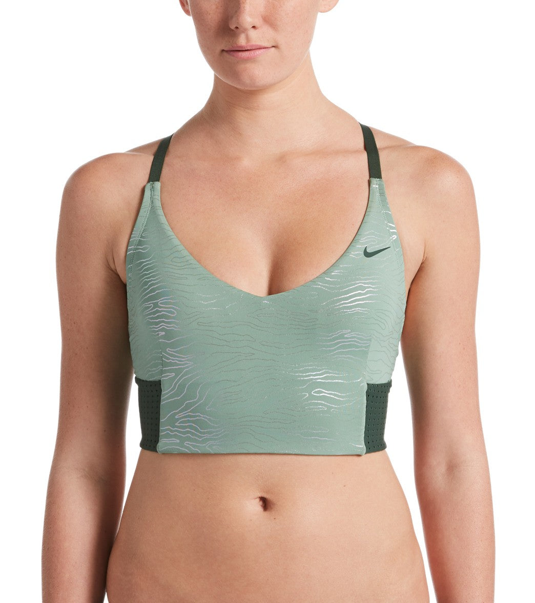 Nike Geo Onyx Crossback Midkini Bikini Top - Silver Pine Xl - Swimoutlet.com