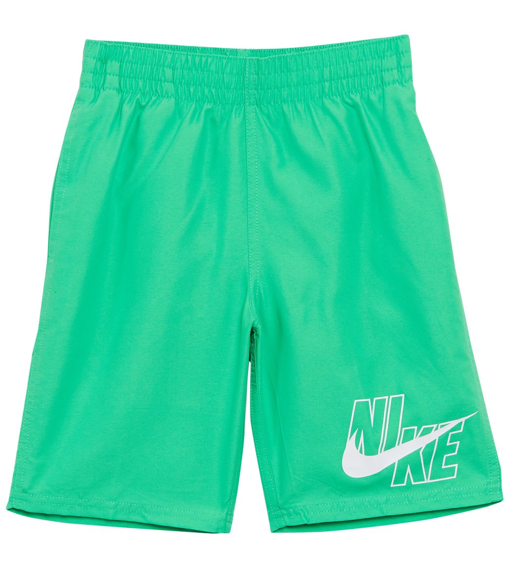 Nike Boys' Logo Solid 8 Volley Short Big Kid - Green Spark Medium Polyester - Swimoutlet.com