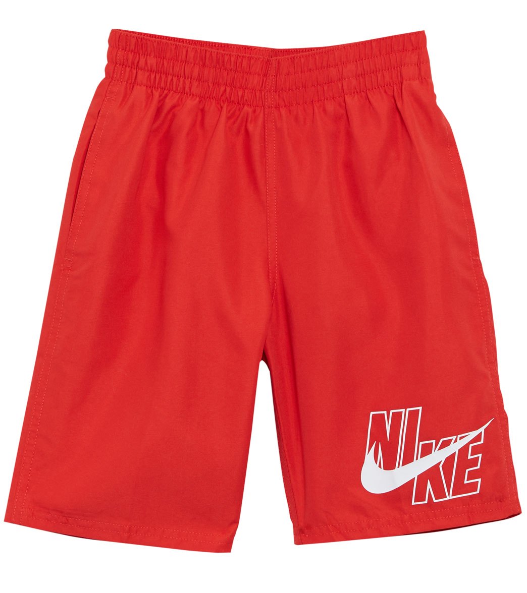 Nike Boys' Logo Solid 8 Volley Short Big Kid - University Red Small Polyester - Swimoutlet.com