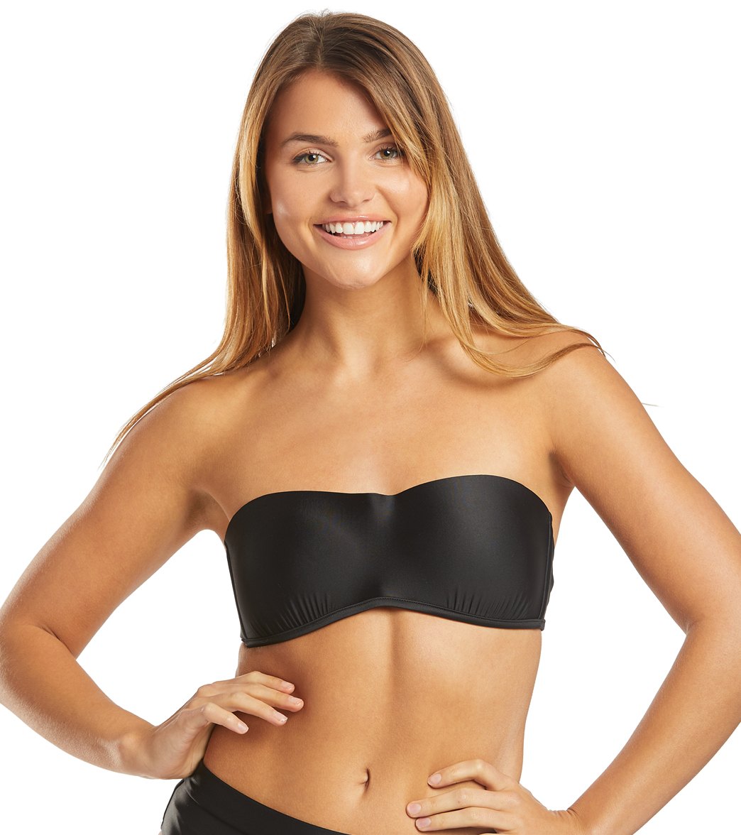 Body Glove Smoothies Crystal Bandeau Bikini Top - Black Small - Swimoutlet.com