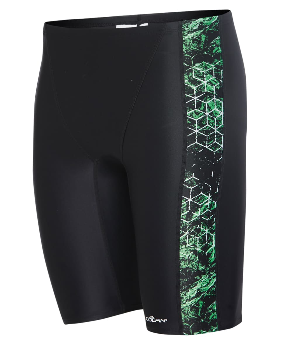 Dolfin xtrasleek eco men's gravity team print spliced jammer swimsuit - green 24 - swimoutlet.com