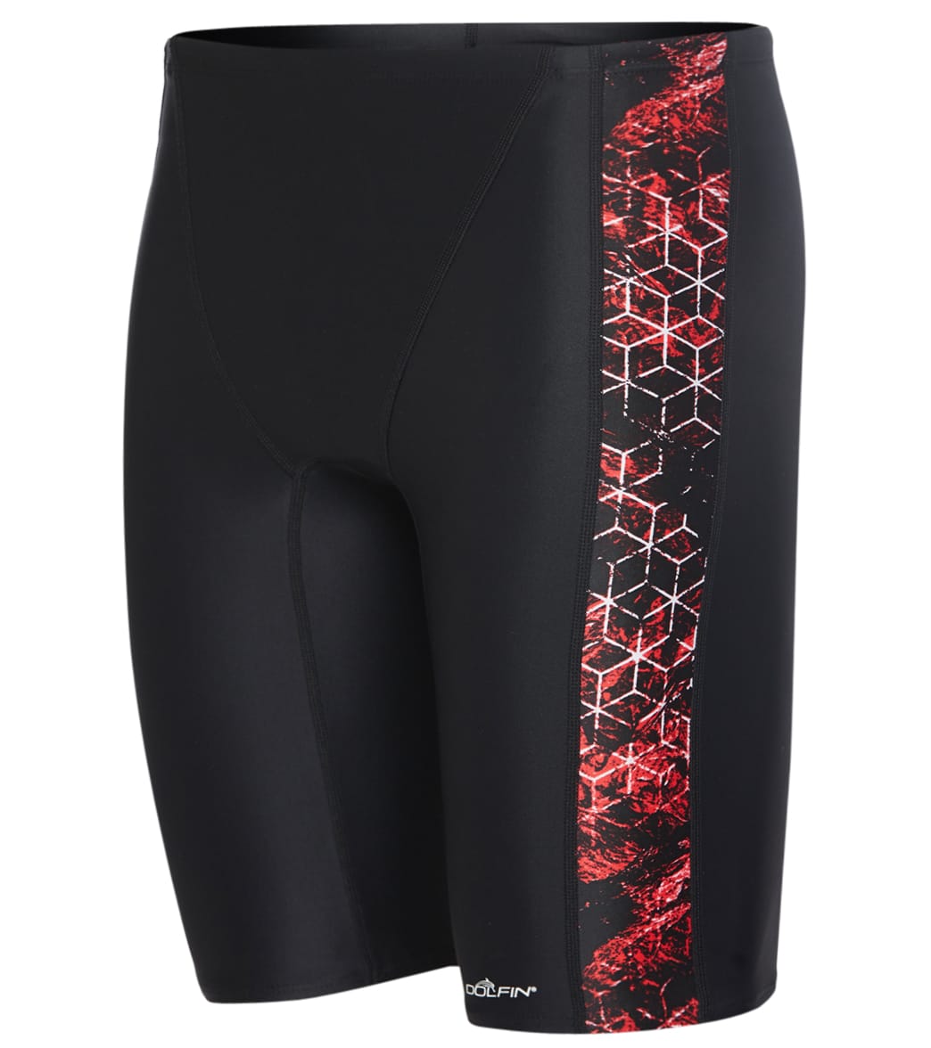 Dolfin Xtrasleek Eco Men's Gravity Team Print Spliced Jammer Swimsuit - Red 24 - Swimoutlet.com