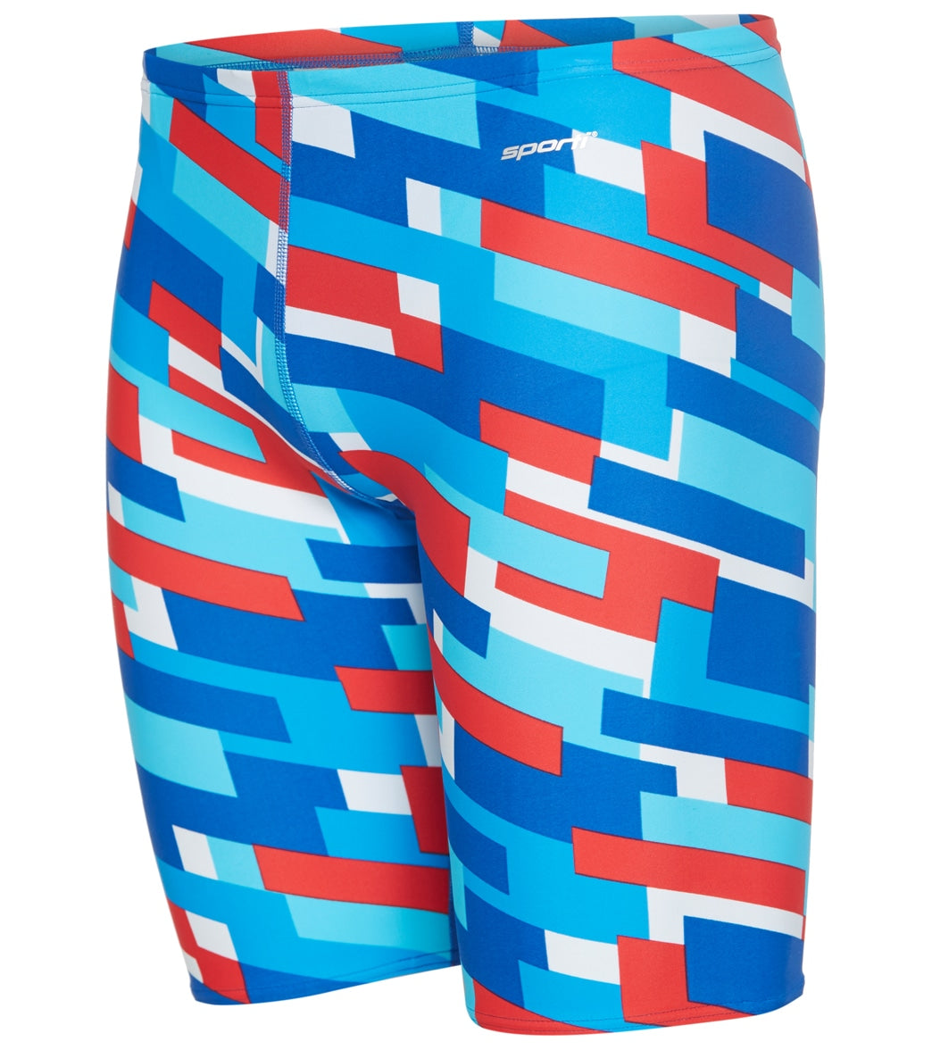 Sporti Cubism Usa Jammer Swimsuit - Red/White/Blue 36 - Swimoutlet.com