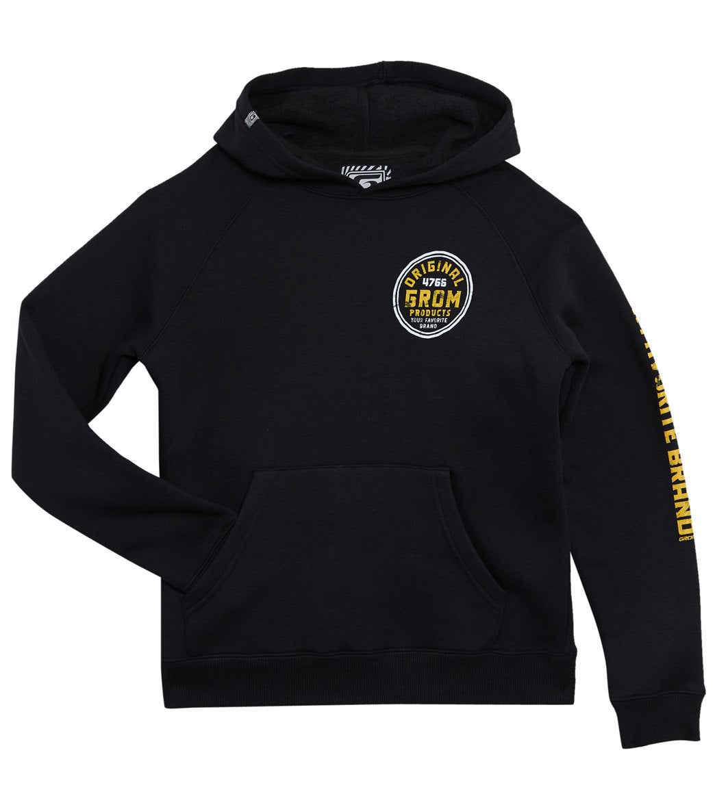 Grom Boys' Original Pullover Hoodie - Black Medium 8 Cotton/Polyester - Swimoutlet.com