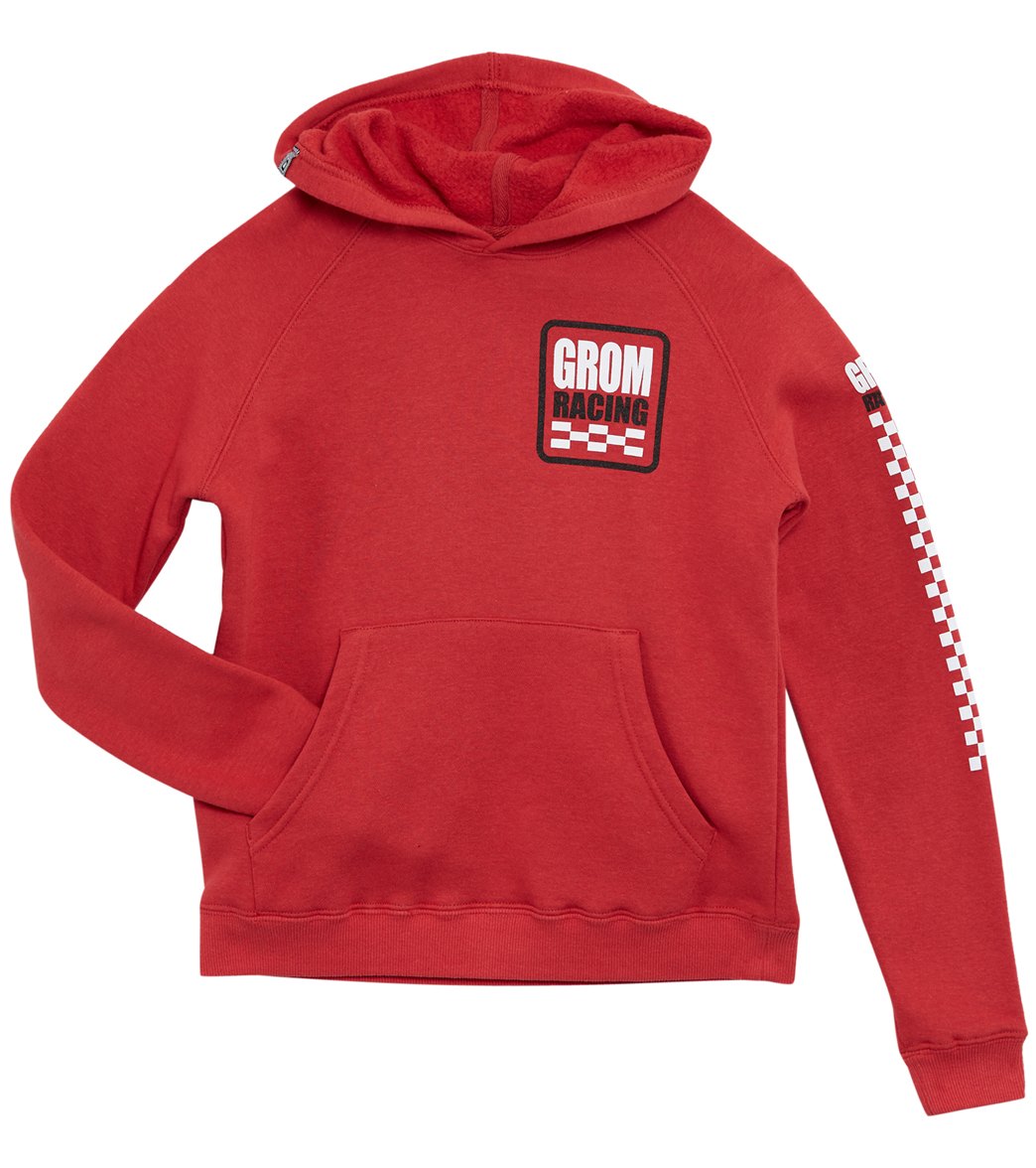 Grom Boys' Racing Pullover Hoodie - Red Medium 8 Cotton/Polyester - Swimoutlet.com