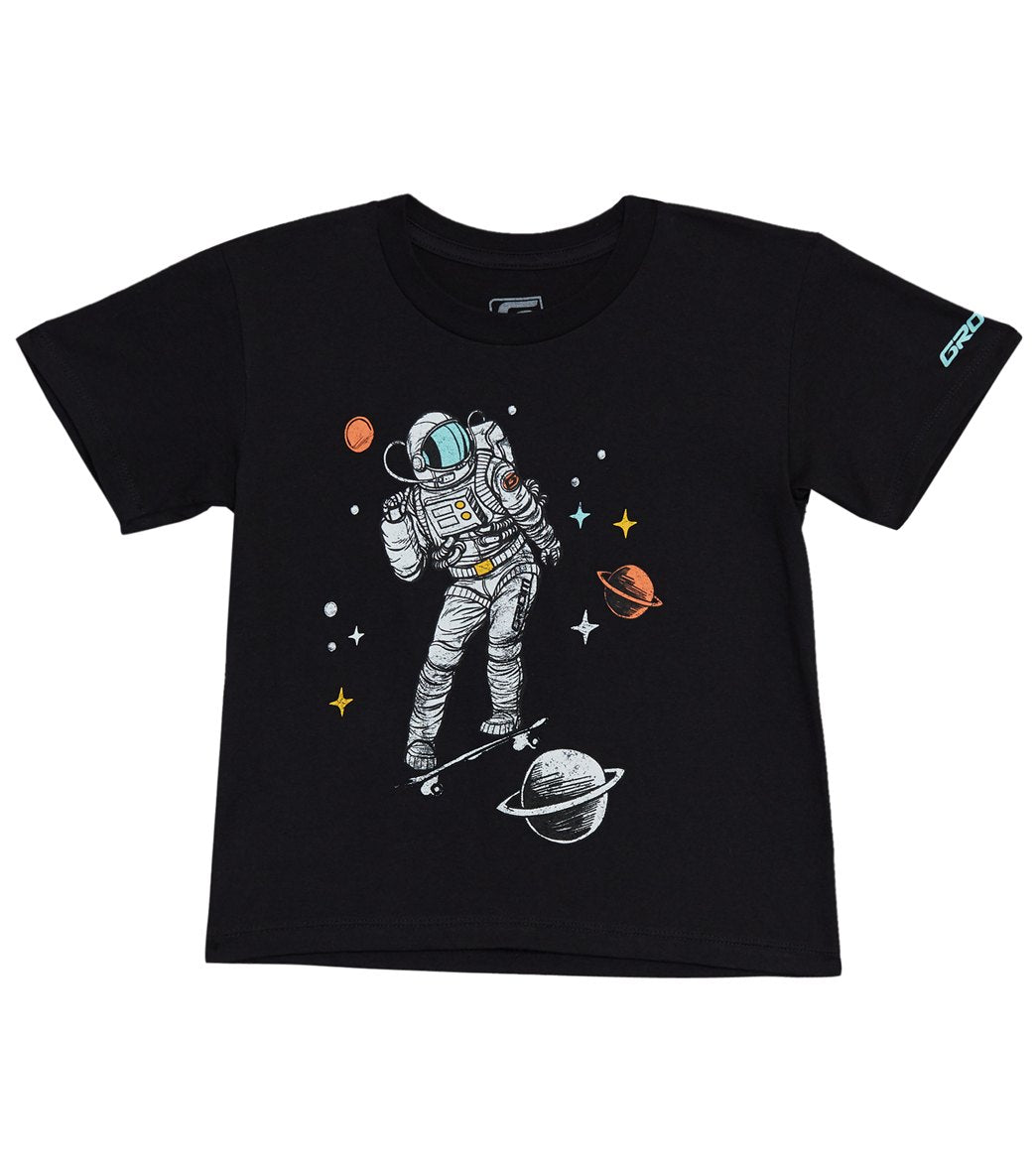 Grom Boys' Space Ollie Tee Shirt - Black Large 10/12 Cotton - Swimoutlet.com