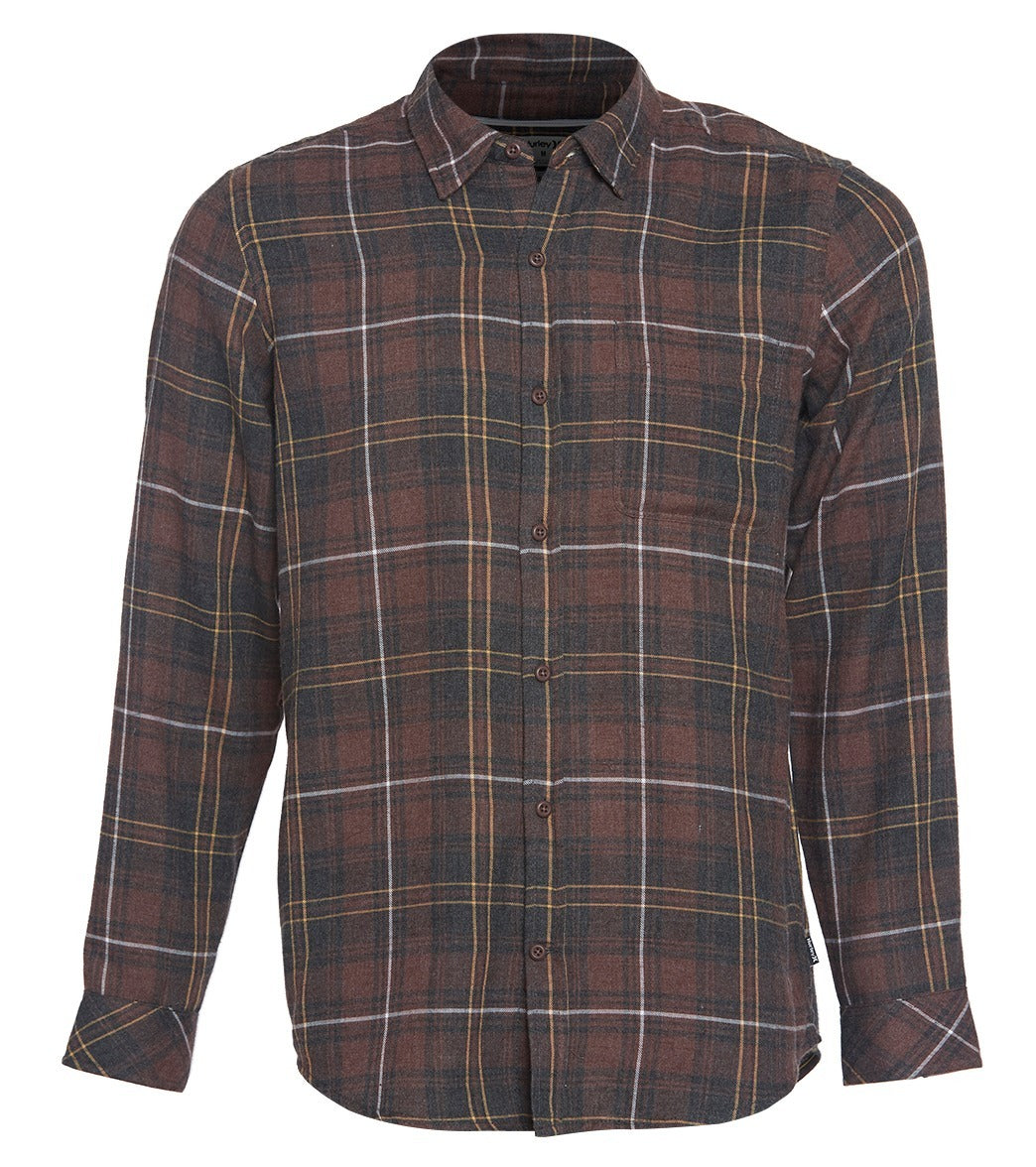 Hurley Vedder Washed Long Sleeve Flannel Shirt - El Dorado Small Cotton/Polyester - Swimoutlet.com