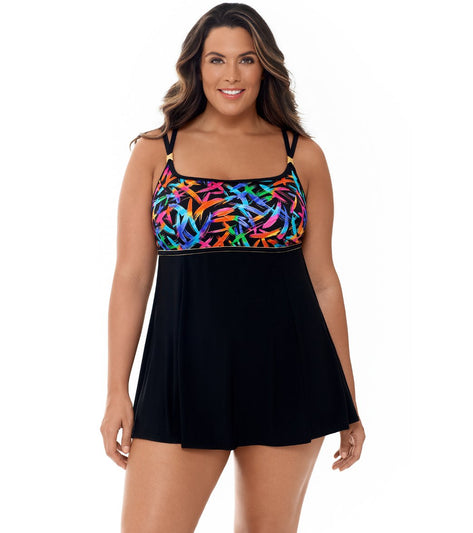 Longitude Plus Size Sparkler Empire Princess Swim Dress at SwimOutlet.com