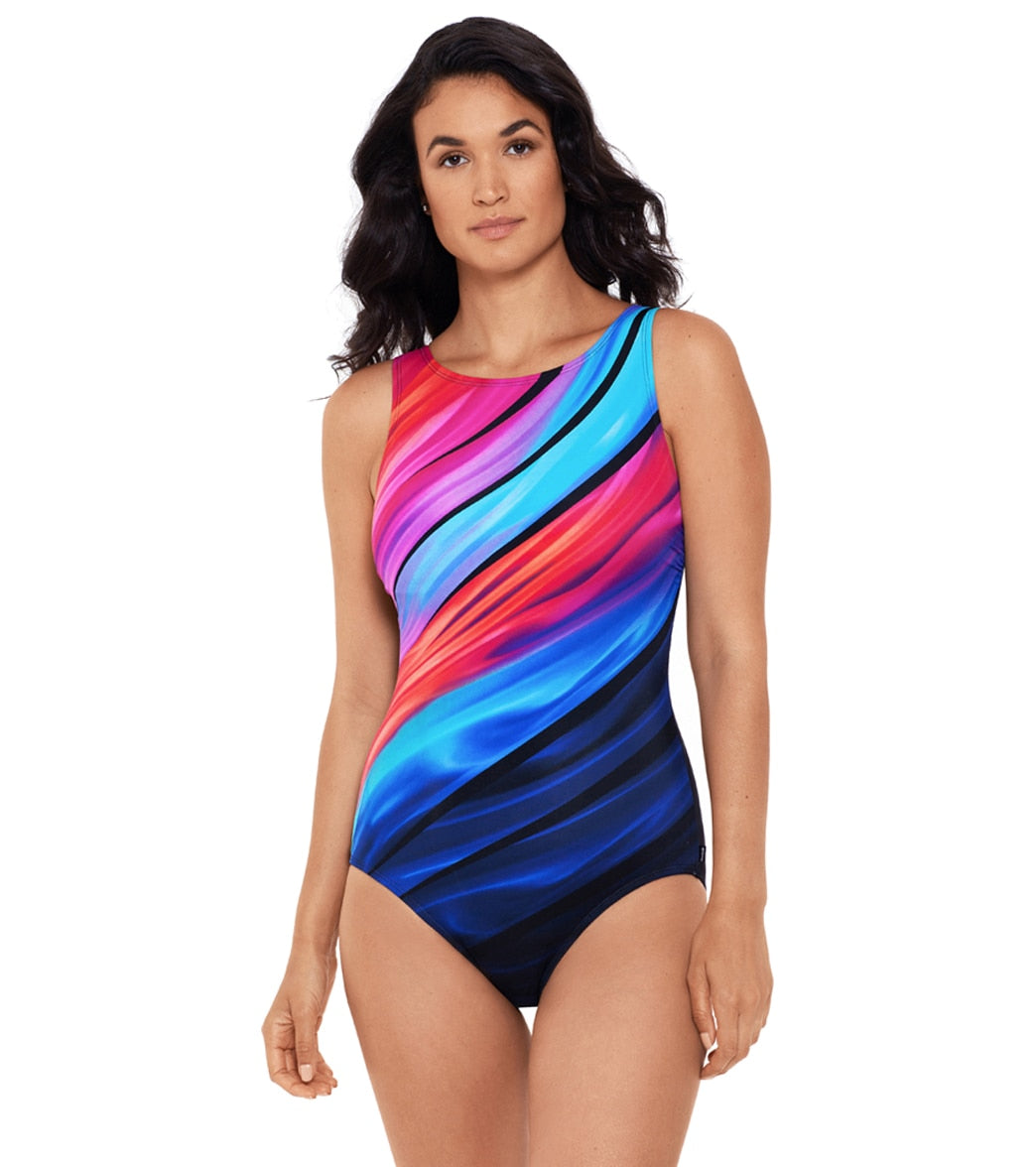 Reebok Marvel Attraction Neck Chlorine Resistant One Swimsuit at