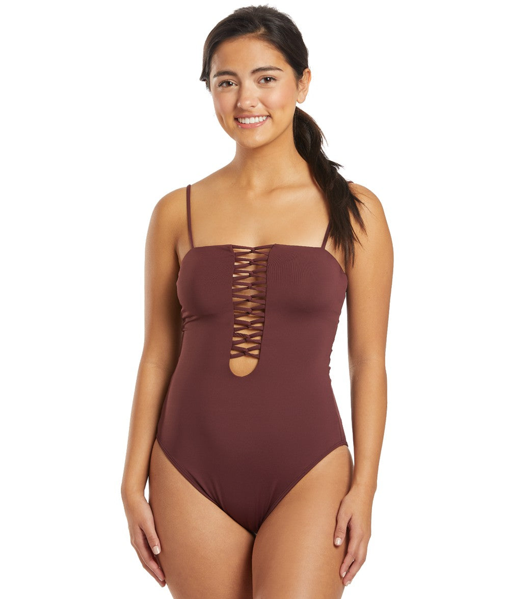 O'neill Salt Water Solids Strappy One Swim Piece - Wine X-Small Elastane/Polyamide - Swimoutlet.com