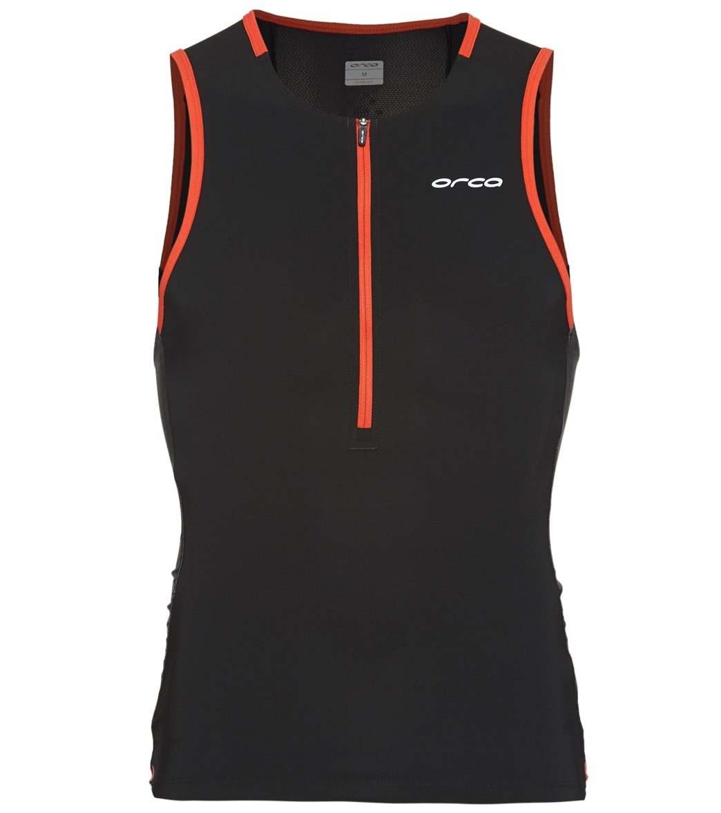 Orca Men's 226 Perform Sleeveless Tri Top - Black Orange Medium Size Medium - Swimoutlet.com