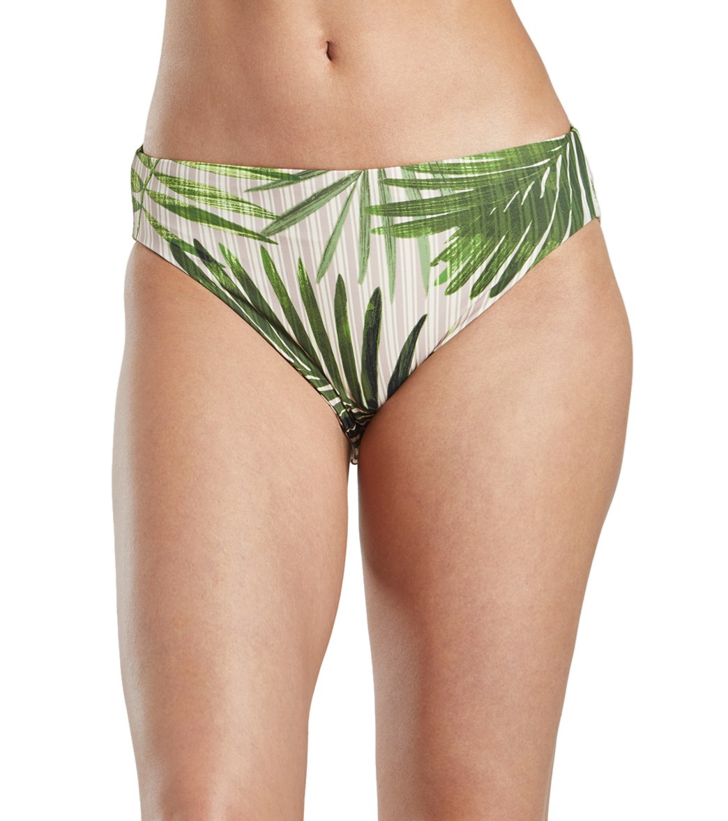 Vince Camuto Tropical Palm Reversible High Leg Bikini Bottom - Fern Small - Swimoutlet.com