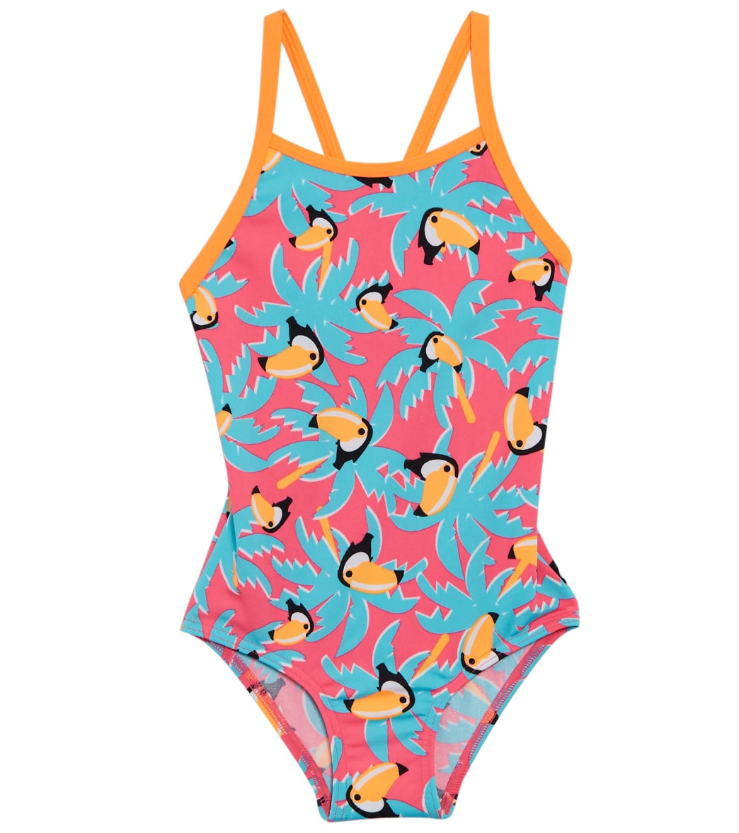 Funkita Toddler Girls Toucan Tango Eco One Piece Swimsuit - Orange/Multi 2T Polyester - Swimoutlet.com