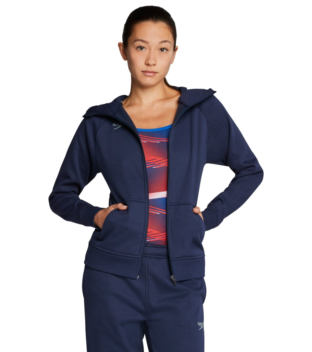 Speedo Women's Team Jacket - Navy Medium Size Medium Cotton/Polyester - Swimoutlet.com