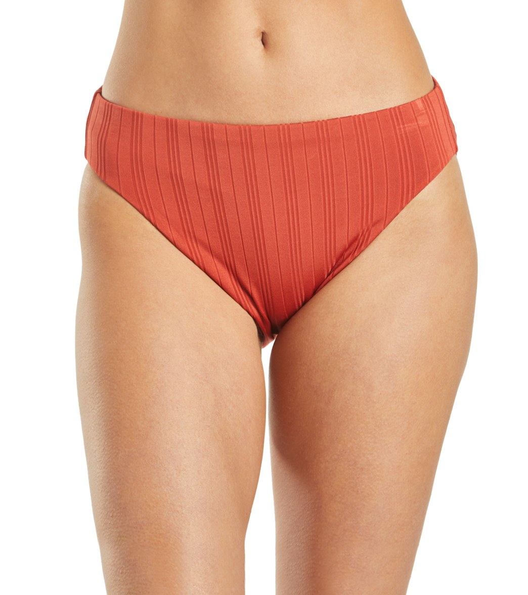 Vince Camuto Ripple Effect Reversible Bikini Bottom - Papaya X-Small - Swimoutlet.com