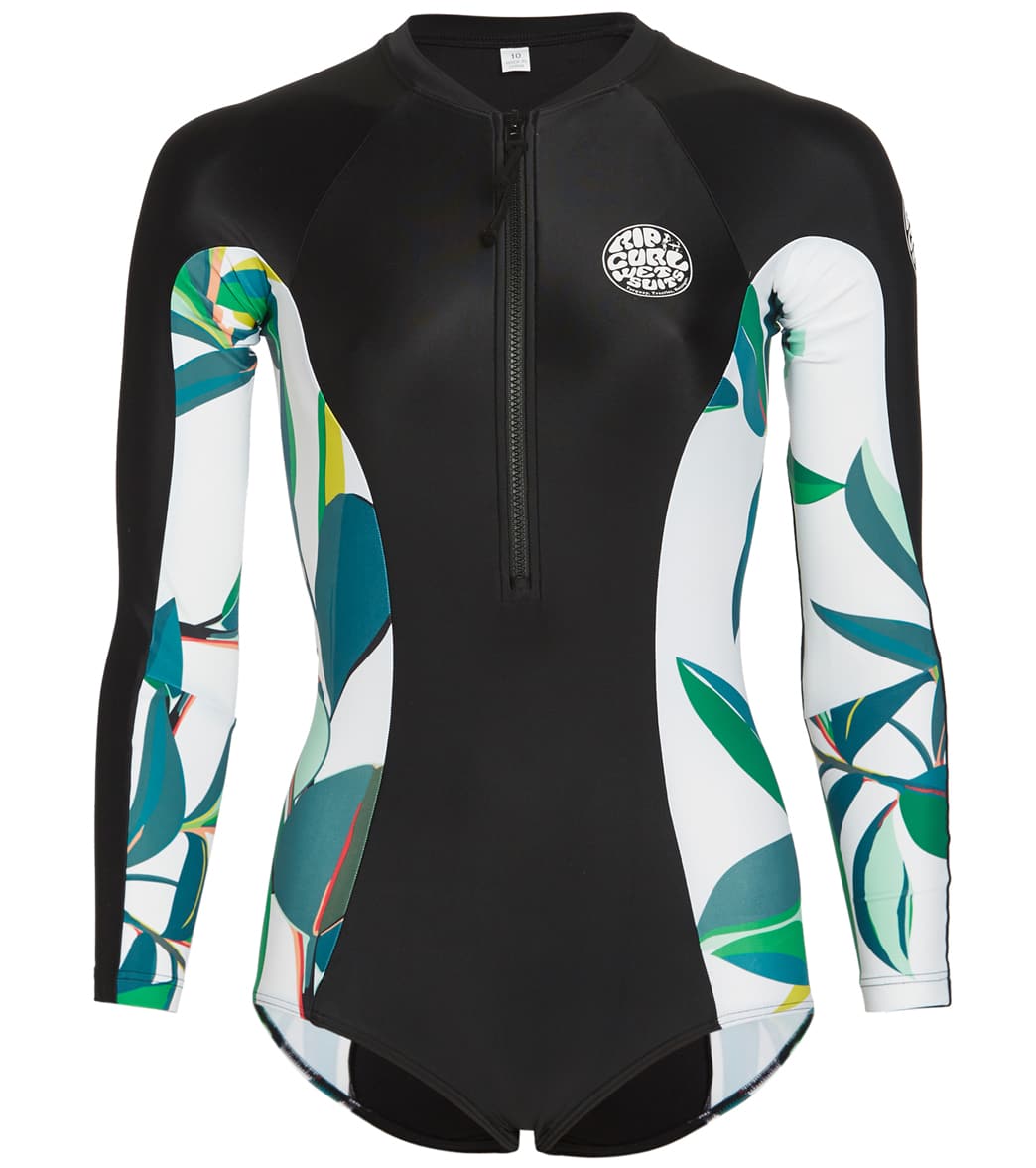 Rip Curl Women's G Bomb Long Sleeve Uv Front Zip Surfsuit - Black 4 - Swimoutlet.com