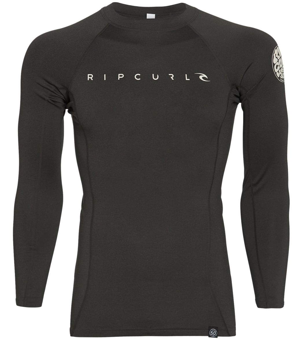 Rip Curl Men's Dawn Patrol Upf 50+ Performance Long Sleeve Surf Shirt - Black Marle Small - Swimoutlet.com