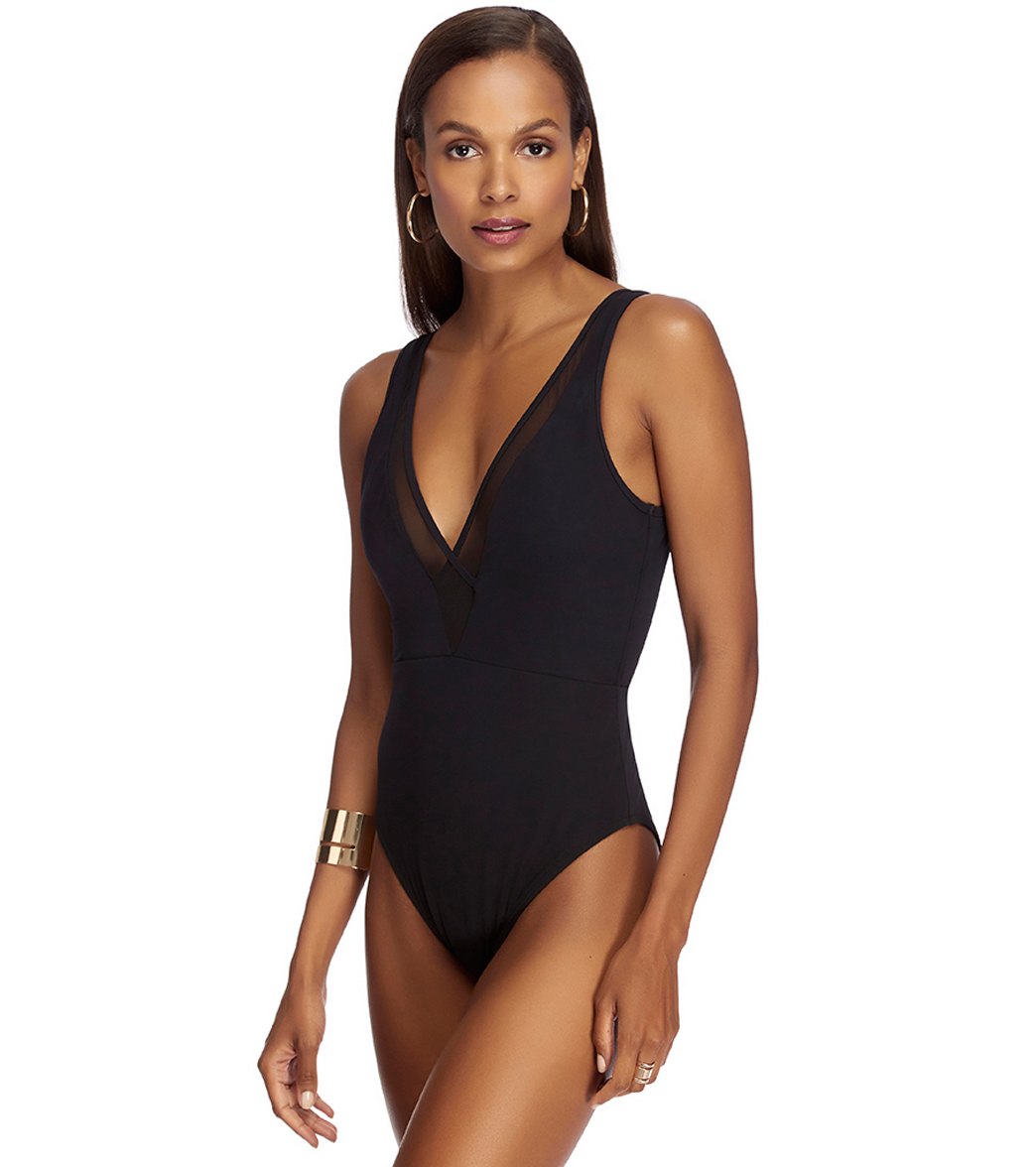 Jets Swimwear Australia Conspire Plunge One Piece Swimsuit - Black 12 - Swimoutlet.com