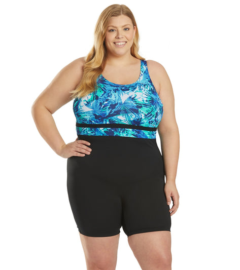 Sporti Plus Size Lia Aquarelle Palm Chlorine Resistant Scoop Back ...