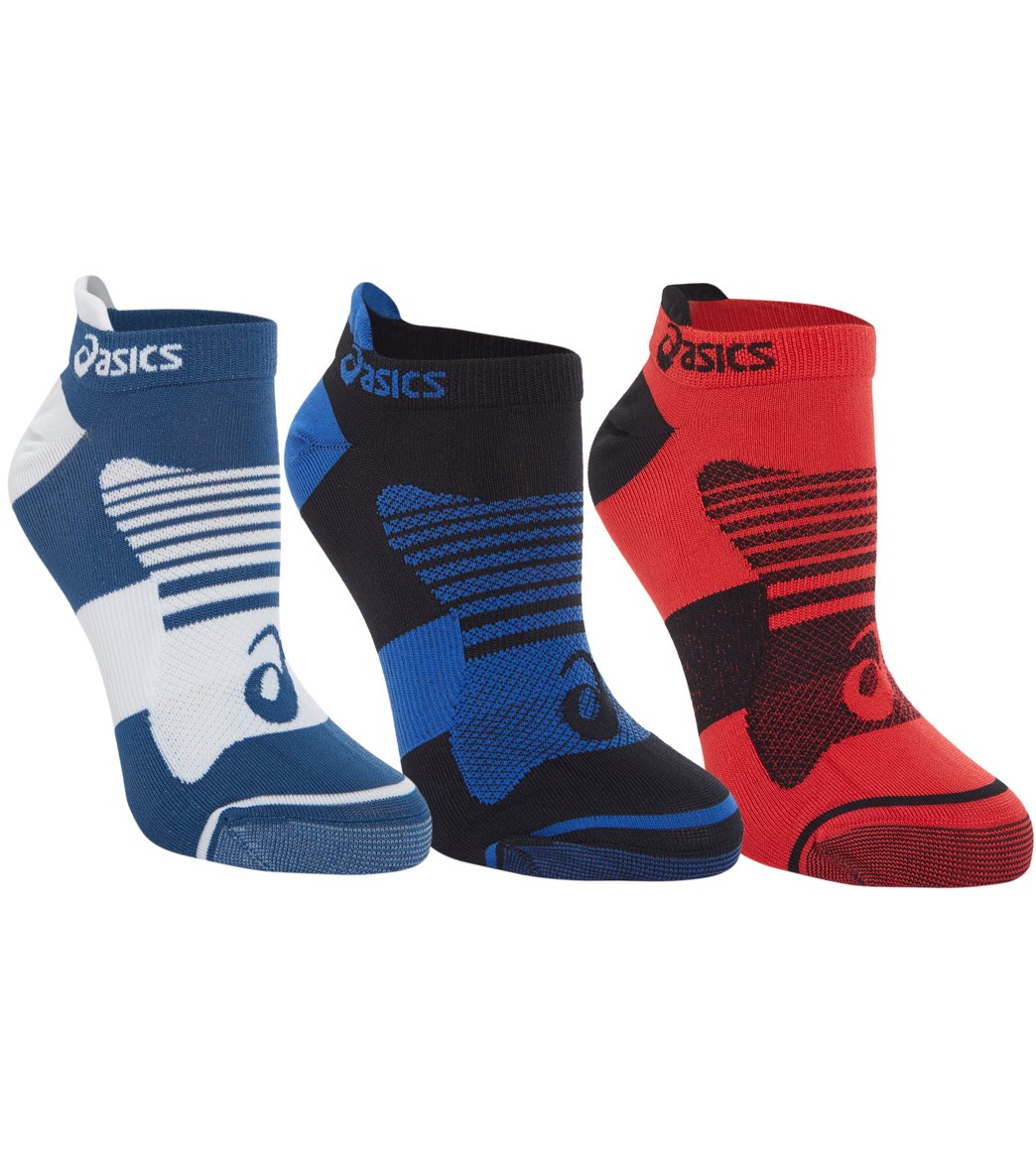 Men's quick lyte plus socks 3 pack - performance black/ blue/speed red medium black/Asics size medium - swimoutlet.com
