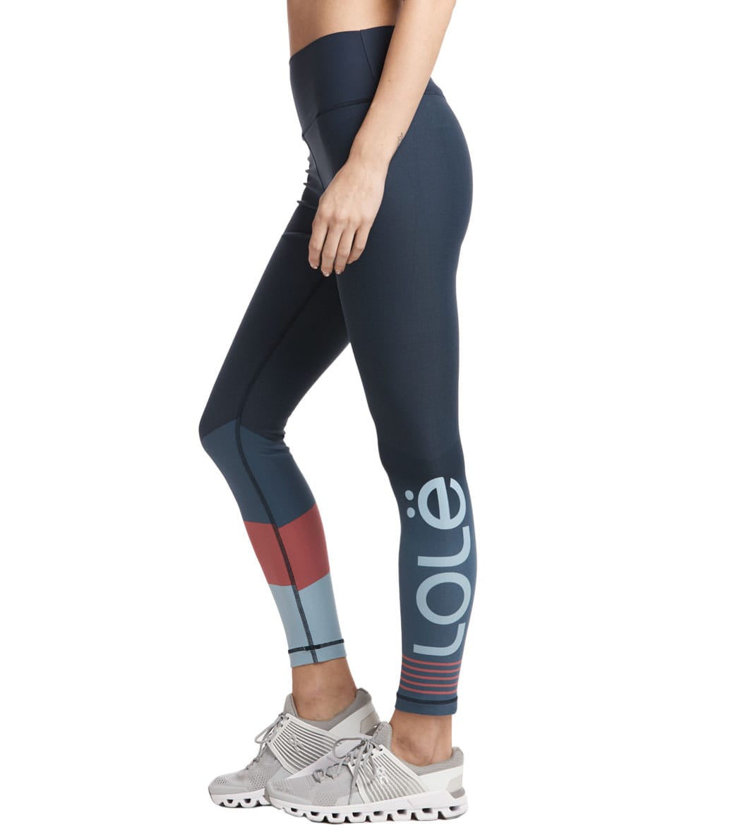 Lole Women's Sierra Ankle Leggings - Blue Anchor Colorblock Medium Size Medium - Swimoutlet.com