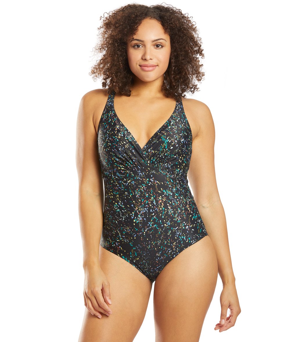 Prana Stargazer Kayana Underwire One Piece Swimsuit D Cup - Black 34D Cotton/Polyester - Swimoutlet.com