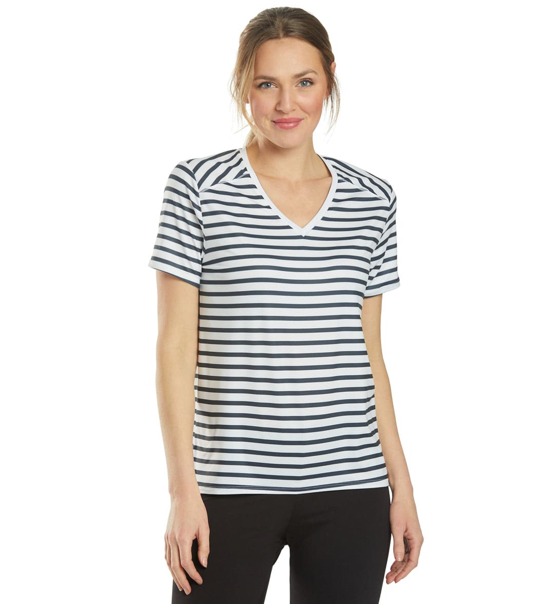 Lole Women's Repose Short Sleeve Top - Blue Anchor Stripe Medium Size Medium - Swimoutlet.com