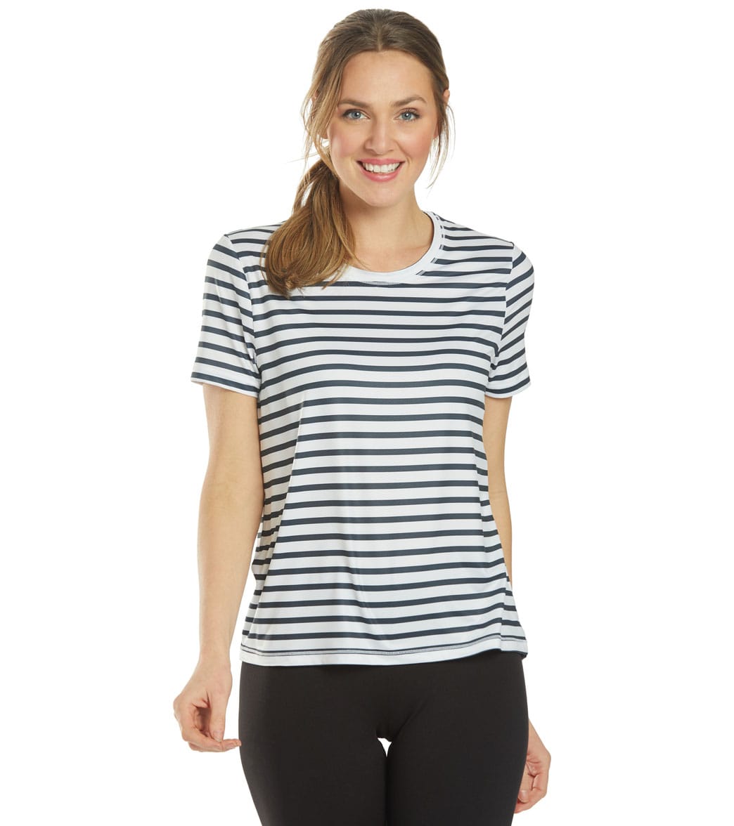 Lole Women's Pace Short Sleeve Top - Blue Anchor Stripe Medium Size Medium - Swimoutlet.com