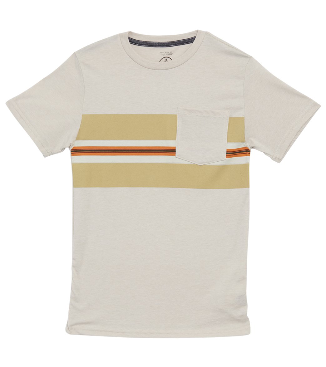 Volcom Boys' Theband Pocket Tee Shirt Big Kid - Oatmeal Medium Cotton/Polyester - Swimoutlet.com