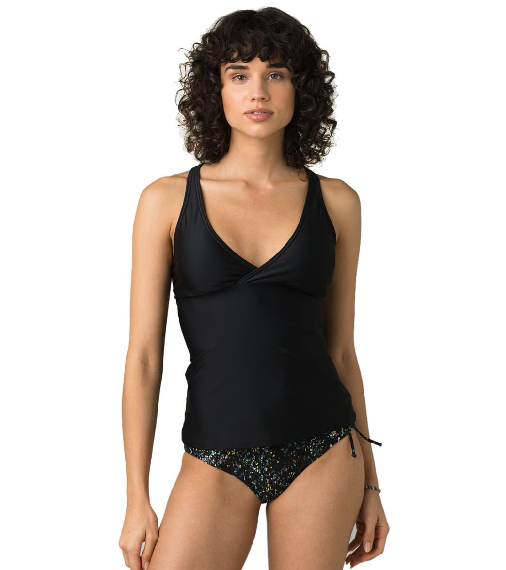 Prana Atalia Tankini Top - Black Solid X-Small Cotton/Polyester - Swimoutlet.com