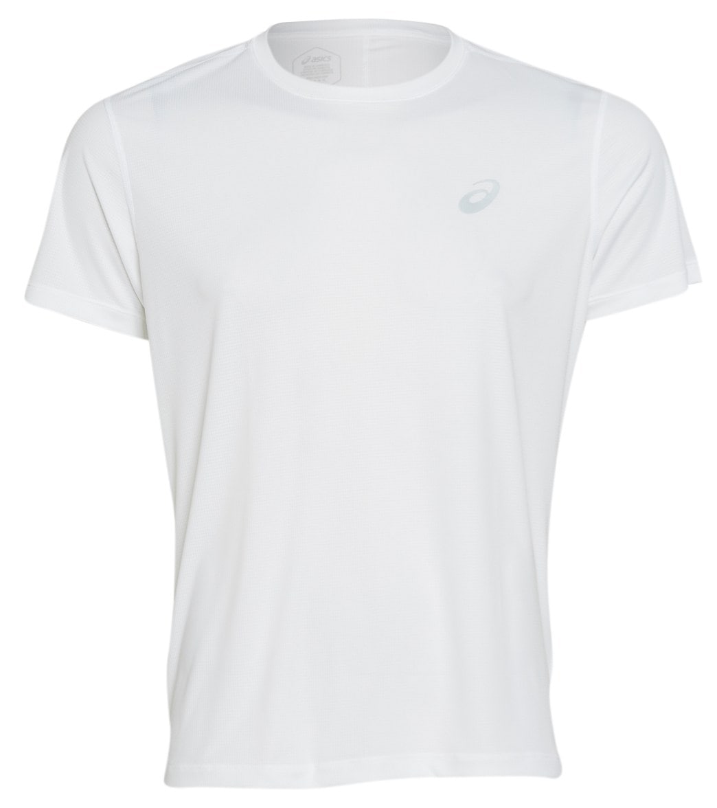 Asics Men's Silver Short Sleeve Top Shirt - Brilliant White Large Size Large Polyester - Swimoutlet.com