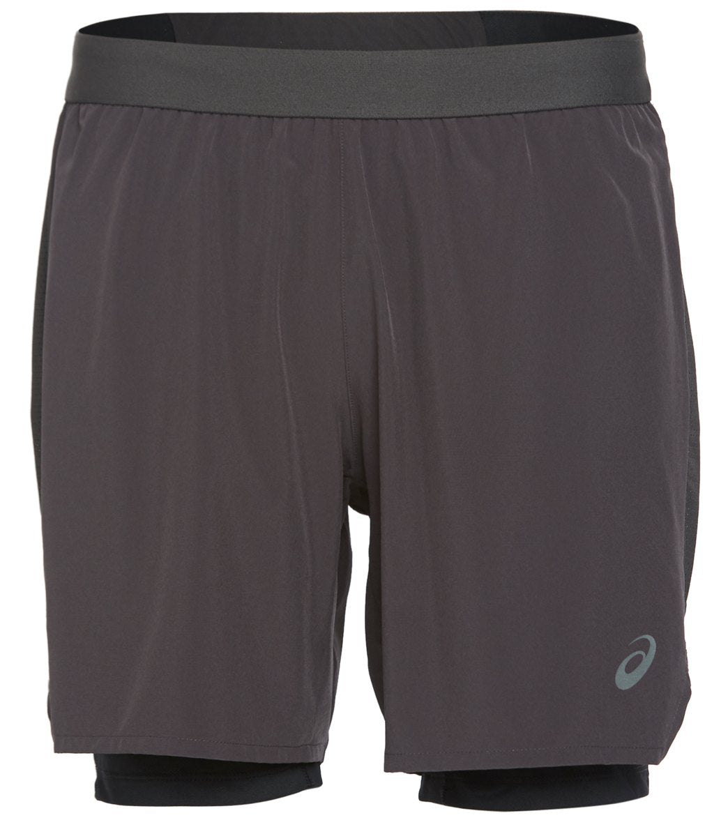 Asics Men's 2-In-1 7 Road Short - Graphite Grey Small Size Small - Swimoutlet.com