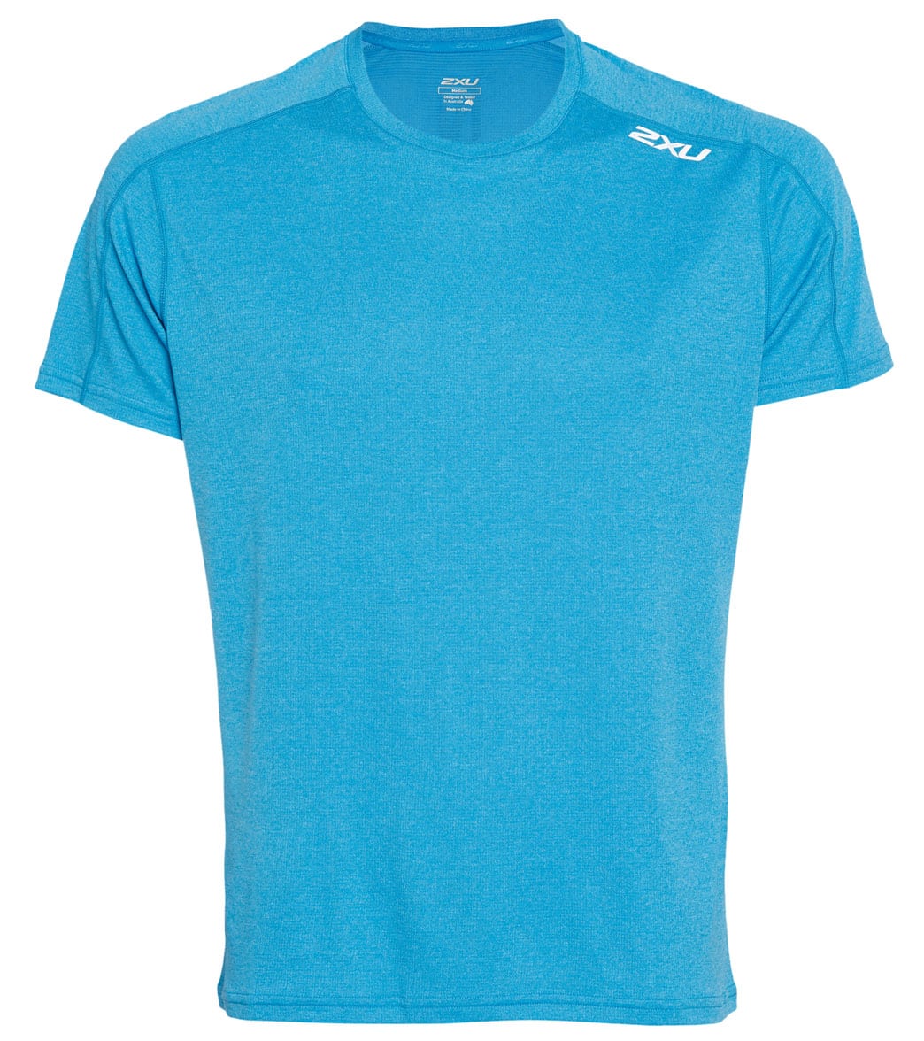 2Xu Men's Xvent G2 Short Sleeve Tee Shirt - True Blue/Silver Reflective Small Polyester - Swimoutlet.com