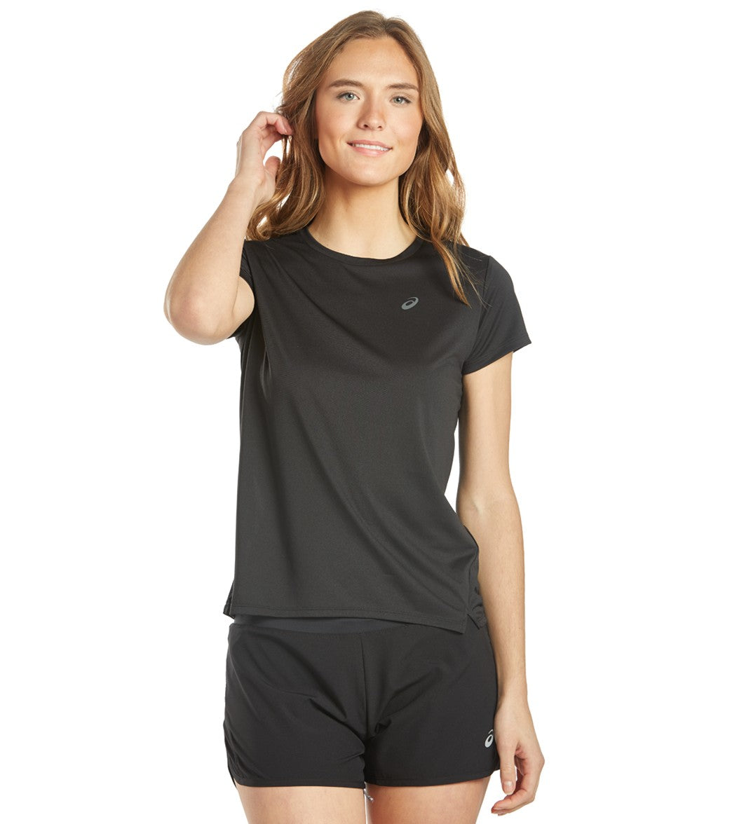 Asics Women's Race Short Sleeve Top - Performance Black Medium Size Medium Polyester - Swimoutlet.com
